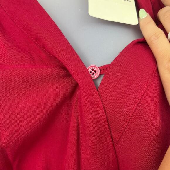 ZADIG & VOLTAIRE Wine Red Mini Dress Long Sleeve V- Neck Cinch Waist Small NEW - Picture 10 of 16